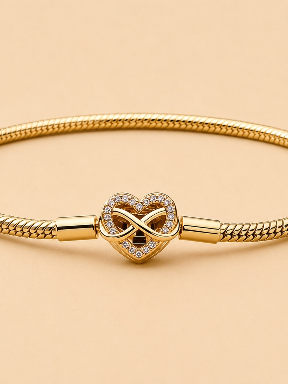 Pandora Gold Heart Infinity Pavé Charm Bracelet - Women's Jewelry